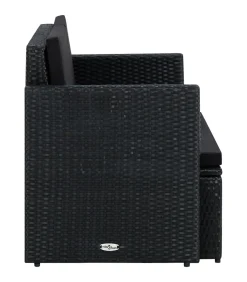 Online Tuinbank 2-zits met kussens poly rattan zwart Tuinmeubelen