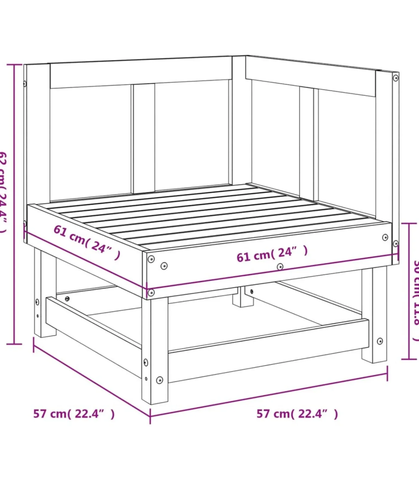New Tuinhoekbank massief grenenhout zwart Tuinmeubelen