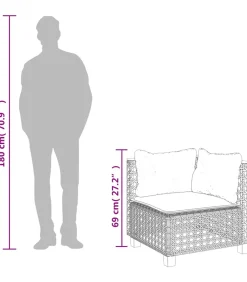 Hot Tuinhoekbank met kussens poly rattan zwart Tuinmeubelen