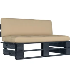 Best Tuinmiddenbank pallet zwart geïmpregneerd grenenhout Tuinmeubelen