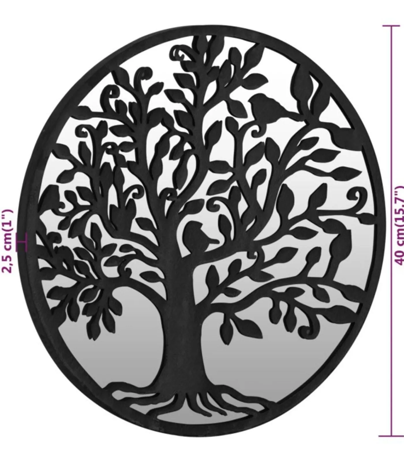 Discount Tuinspiegel rond 40x2,5 cm ijzer zwart Spiegels