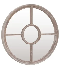 Tuinspiegel rond 60x4 cm ijzer zandkleurig Spiegels
