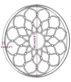 Hot Tuinspiegel rond 60x3 cm ijzer zwart Spiegels