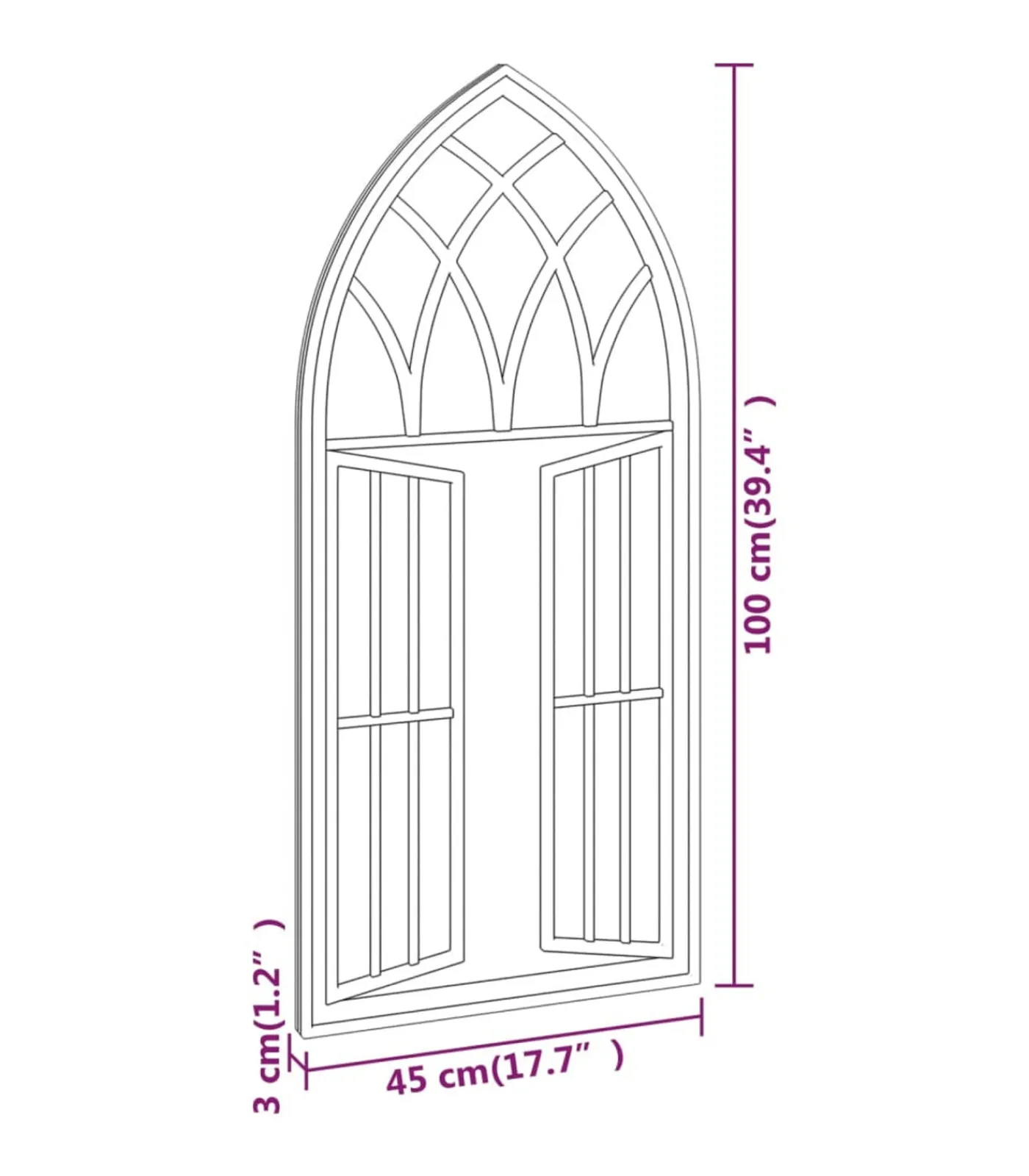 Outlet Tuinspiegel 100x45 cm ijzer zandkleurig Spiegels