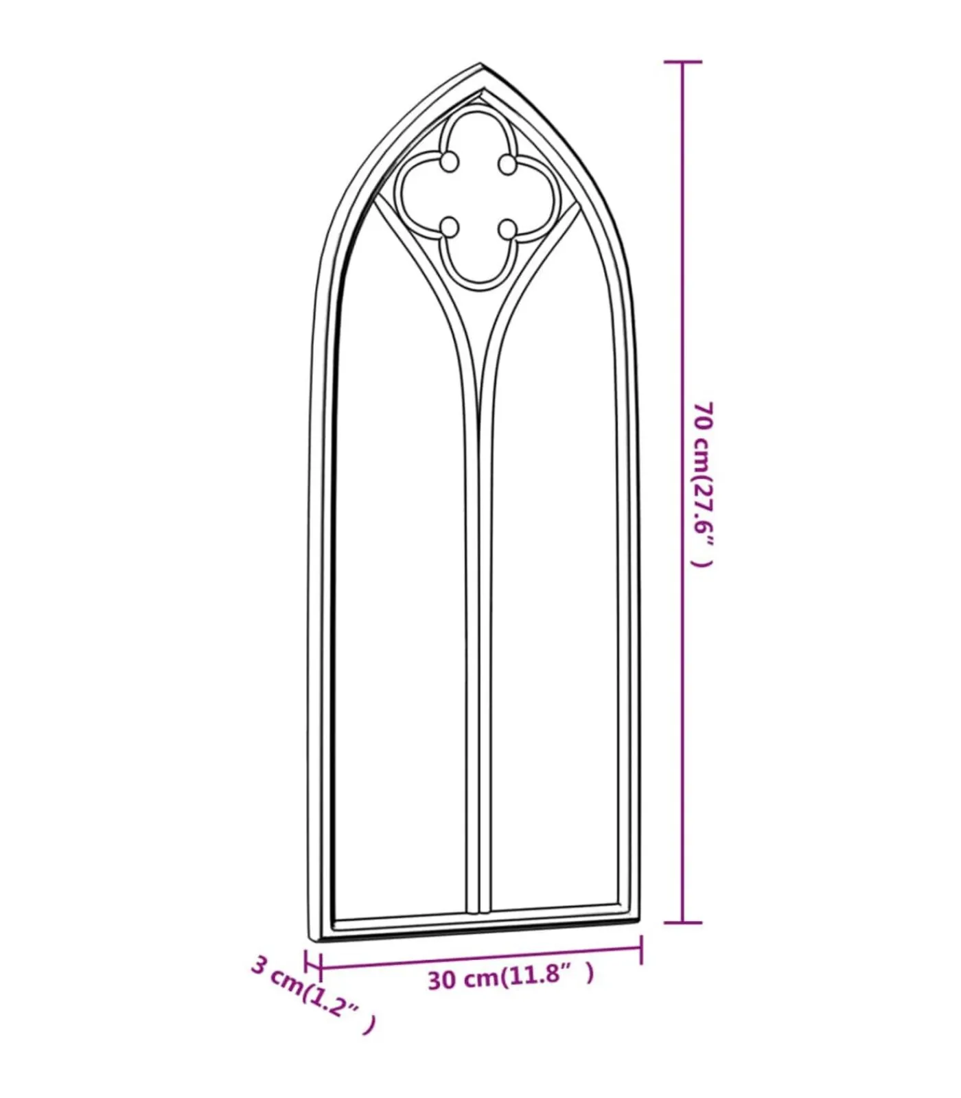 Outlet Tuinspiegel 70x30 cm ijzer zwart Spiegels