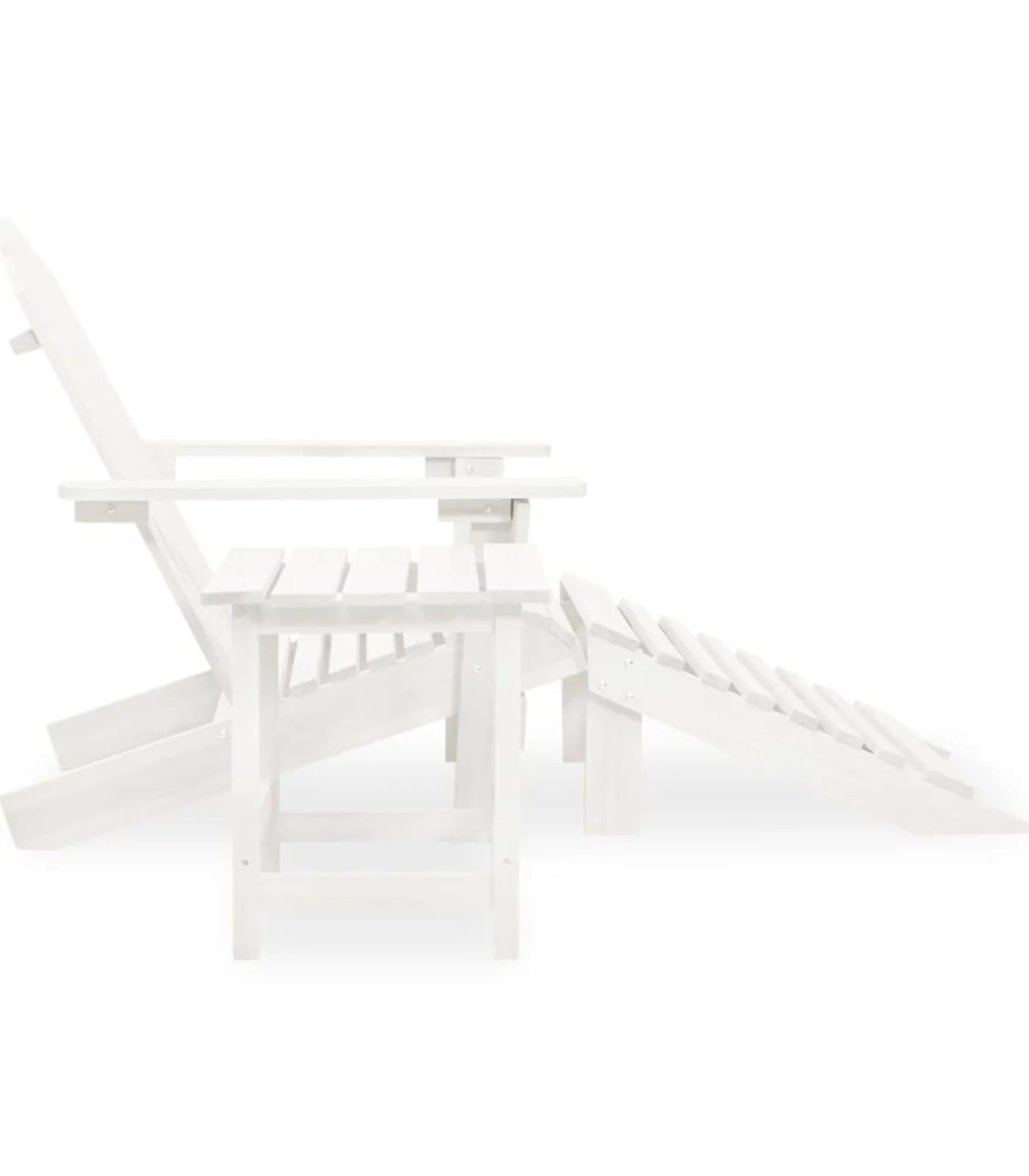 Discount Tuinstoel Adirondack met voetenbank tafel massief vurenhout wit Tuinmeubelen