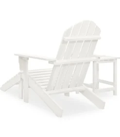 Discount Tuinstoel Adirondack met voetenbank tafel massief vurenhout wit Tuinmeubelen