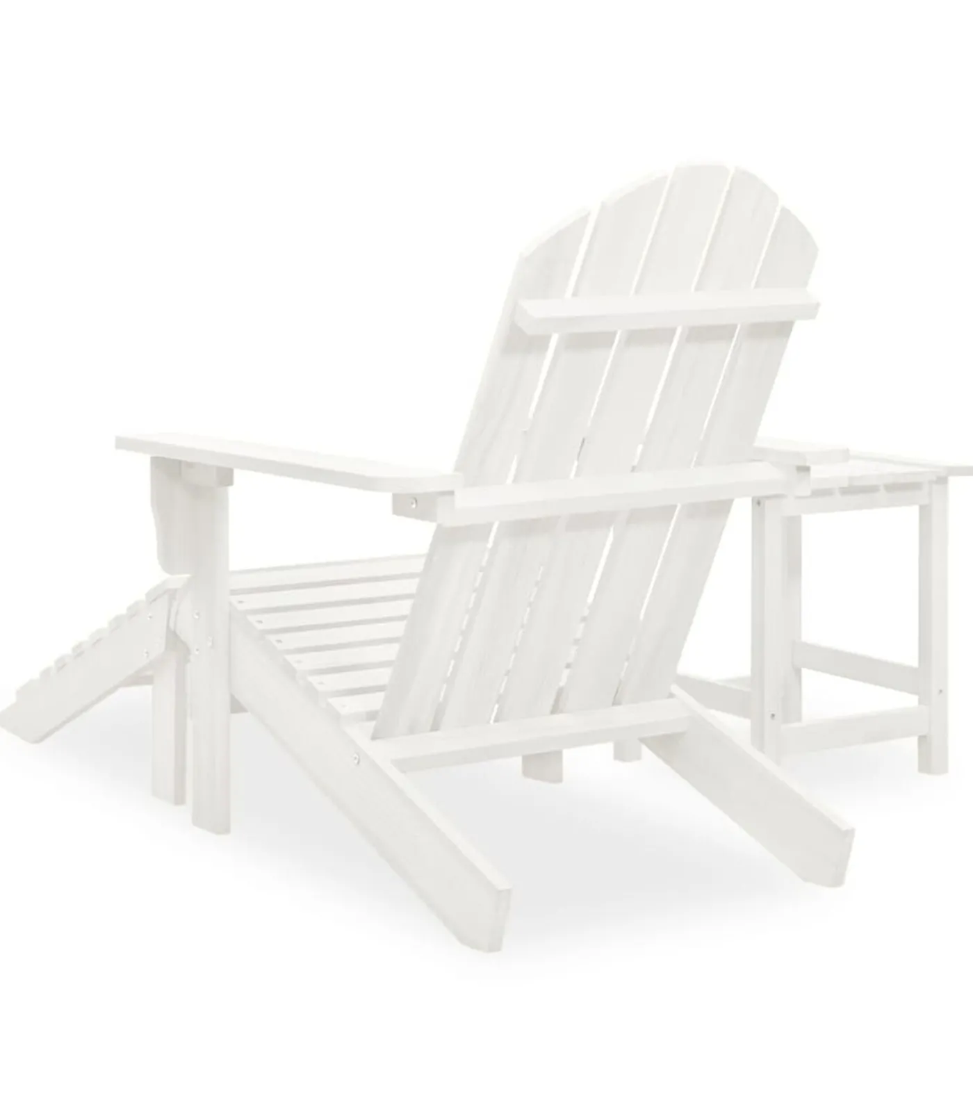 Discount Tuinstoel Adirondack met voetenbank tafel massief vurenhout wit Tuinmeubelen
