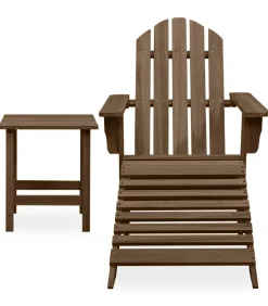 Outlet Tuinstoel Adirondack voetenbank tafel massief vurenhout bruin Tuinmeubelen