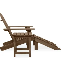 Outlet Tuinstoel Adirondack voetenbank tafel massief vurenhout bruin Tuinmeubelen