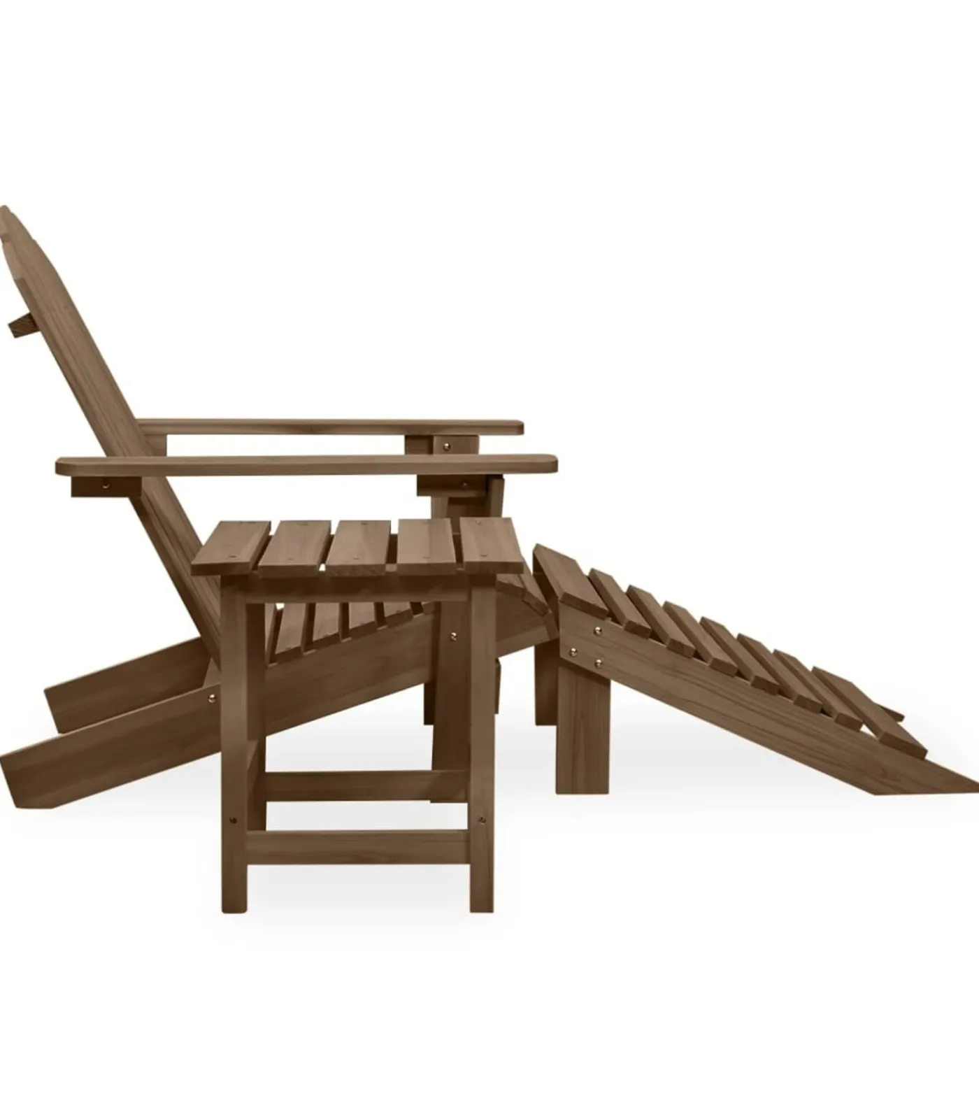 Outlet Tuinstoel Adirondack voetenbank tafel massief vurenhout bruin Tuinmeubelen