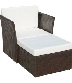 Online Tuinstoel met voetenbank poly rattan bruin Tuinmeubelen