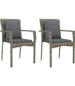 Online Tuinstoelen 2 st met kussens poly rattan grijs Tuinmeubelen