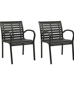 Clearance Tuinstoelen 2 st staal en HKC zwart Tuinmeubelen