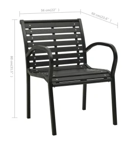 Clearance Tuinstoelen 2 st staal en HKC zwart Tuinmeubelen