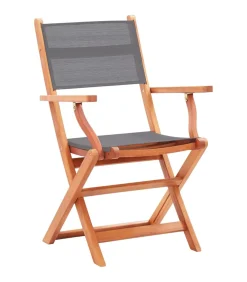 Best Tuinstoelen inklapbaar 2 st eucalyptushout en textileen grijs Tuinmeubelen