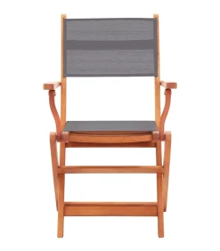 Best Tuinstoelen inklapbaar 2 st eucalyptushout en textileen grijs Tuinmeubelen
