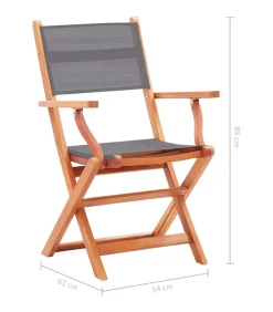 Best Tuinstoelen inklapbaar 2 st eucalyptushout en textileen grijs Tuinmeubelen