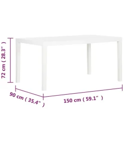 Outlet Tuintafel 150x90x72 cm polypropeen wit Tuinmeubelen