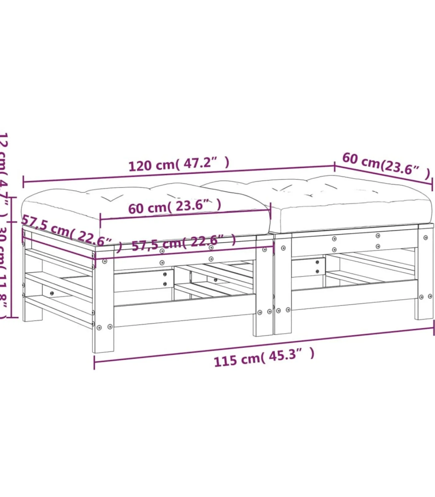 Discount Tuinvoetenbank met kussen massief douglashout Tuinmeubelen
