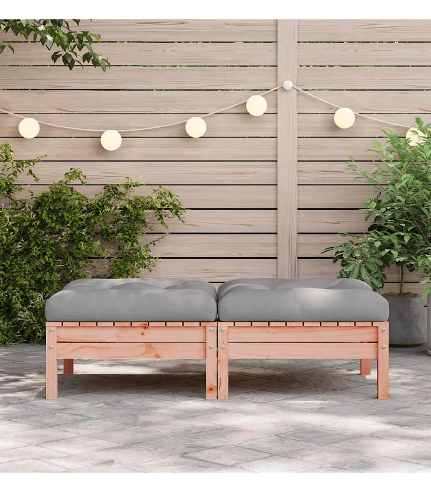 Hot Tuinvoetenbank met kussen massief douglashout Tuinmeubelen