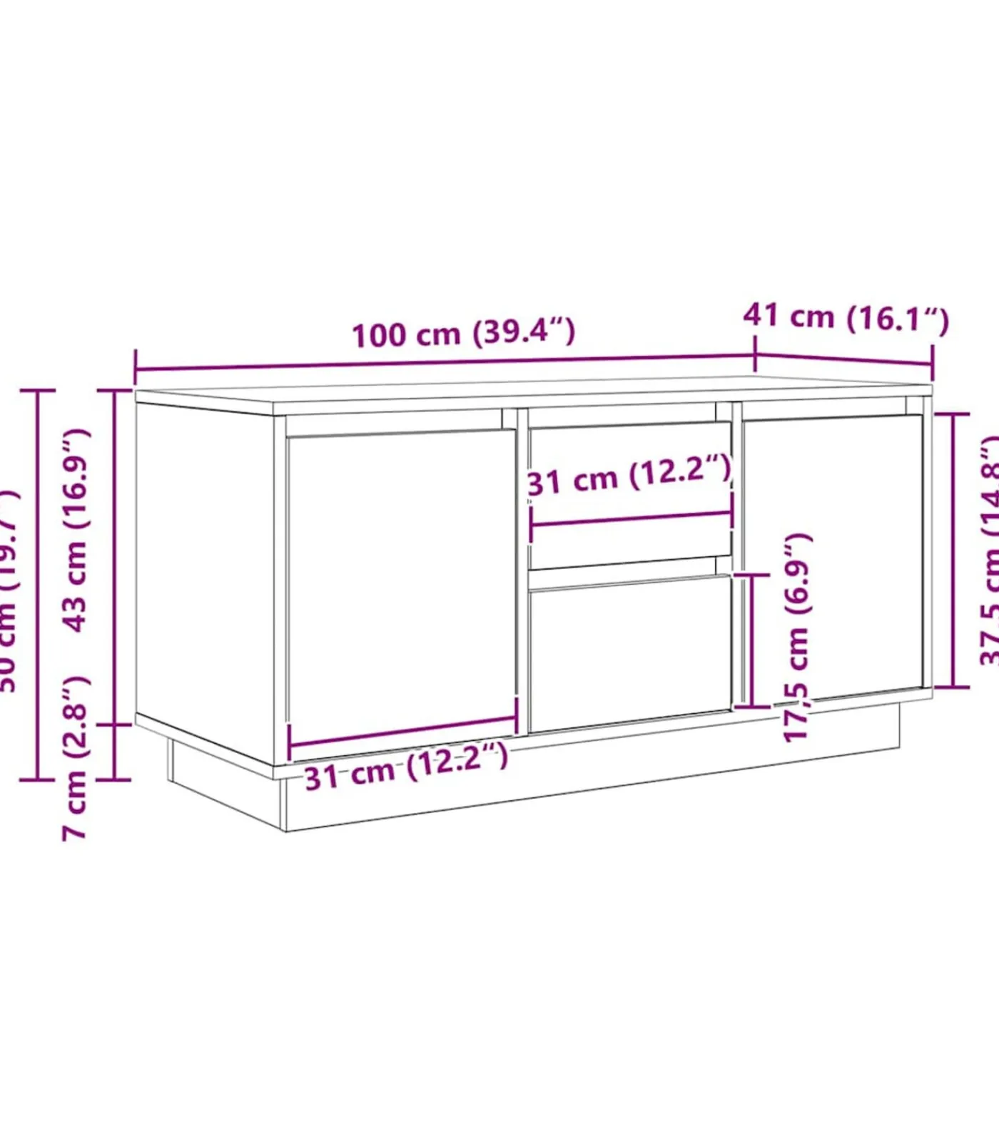 Hot Tv-meubel met LED-verlichting 100x41x50 cm sonoma eikenkleurig Meubels