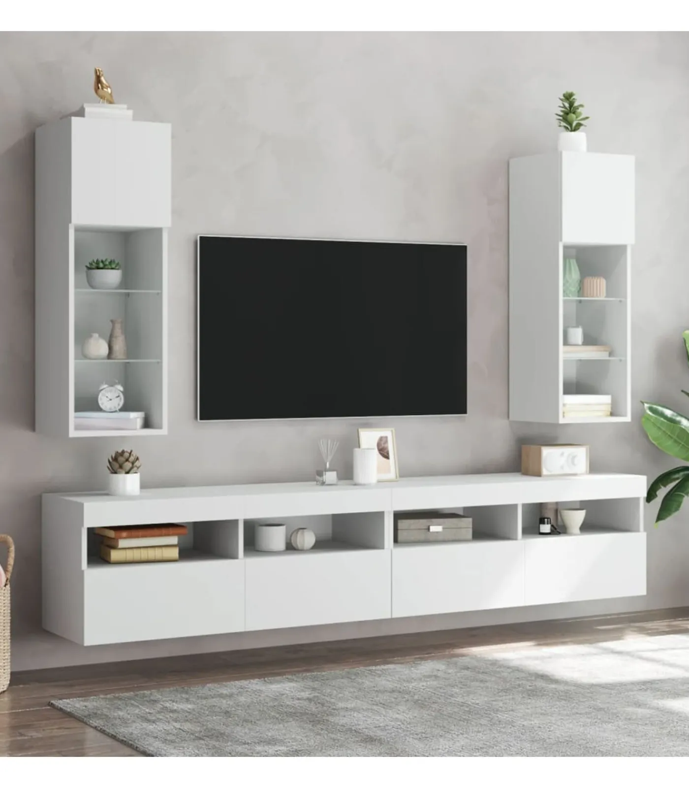 Clearance Tv-meubel met LED-verlichting 30,5x30x90 cm wit Meubels