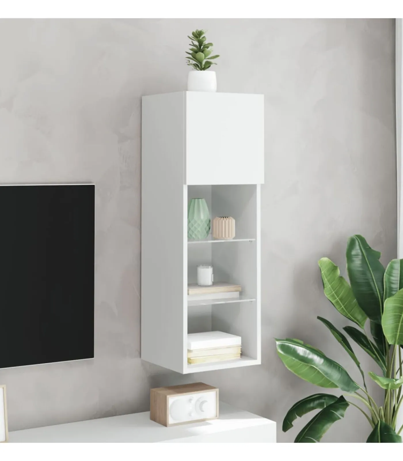 Clearance Tv-meubel met LED-verlichting 30,5x30x90 cm wit Meubels