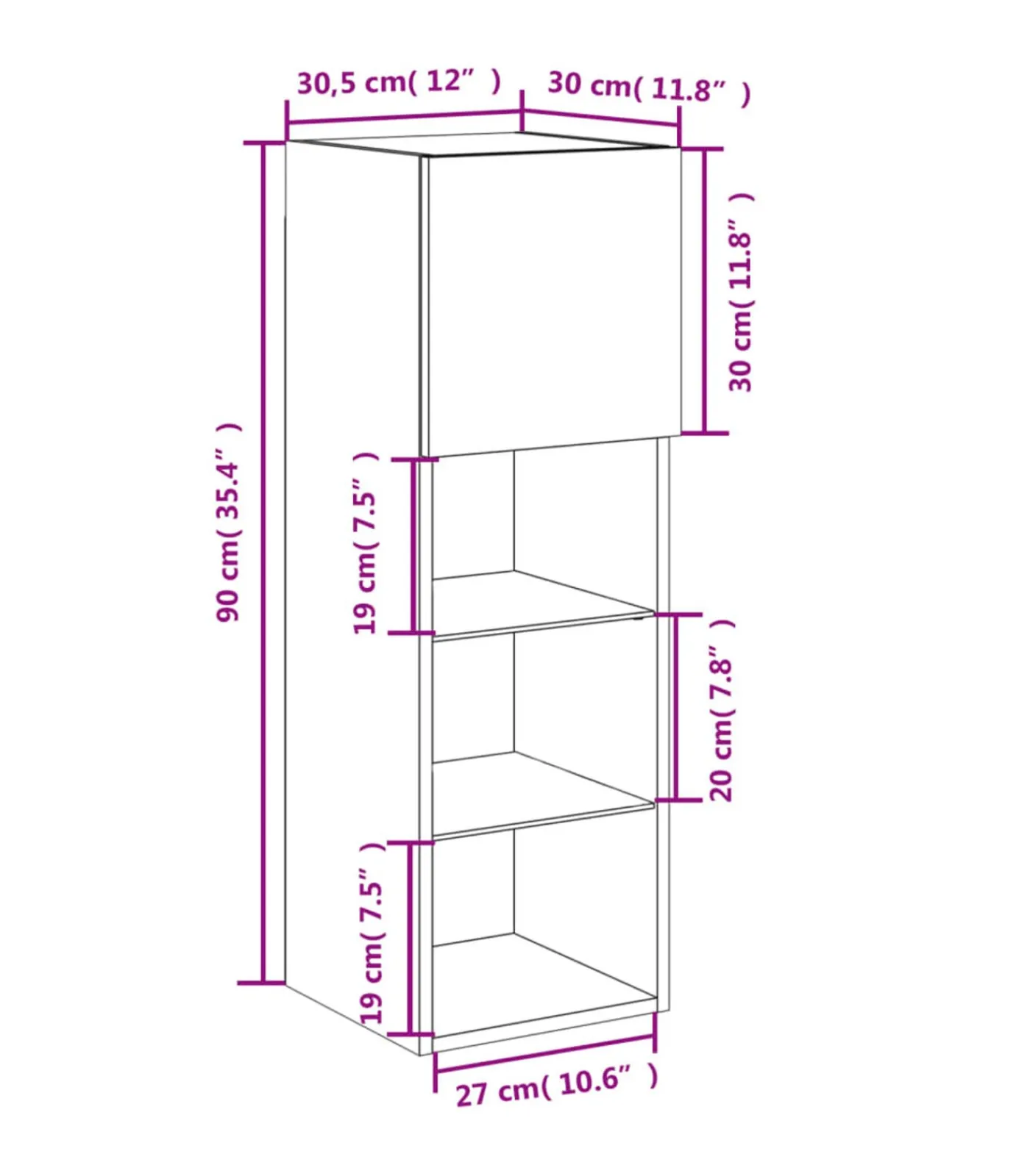 Clearance Tv-meubel met LED-verlichting 30,5x30x90 cm wit Meubels