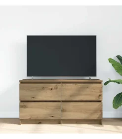 New Tv-meubel 100x35x54 cm bewerkt hout artisanaal eikenkleurig Meubels