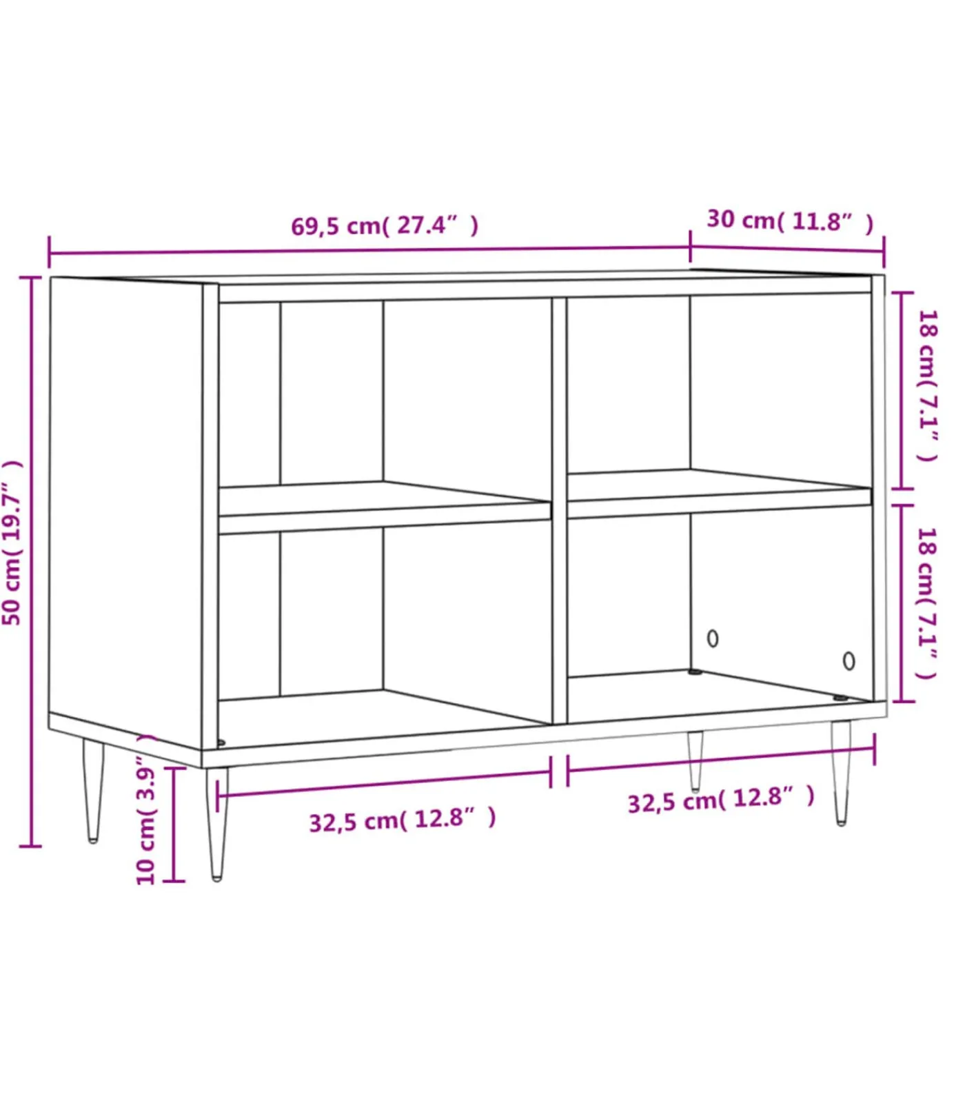 Outlet Tv-meubel 69,5x30x50 cm bewerkt hout wit Meubels