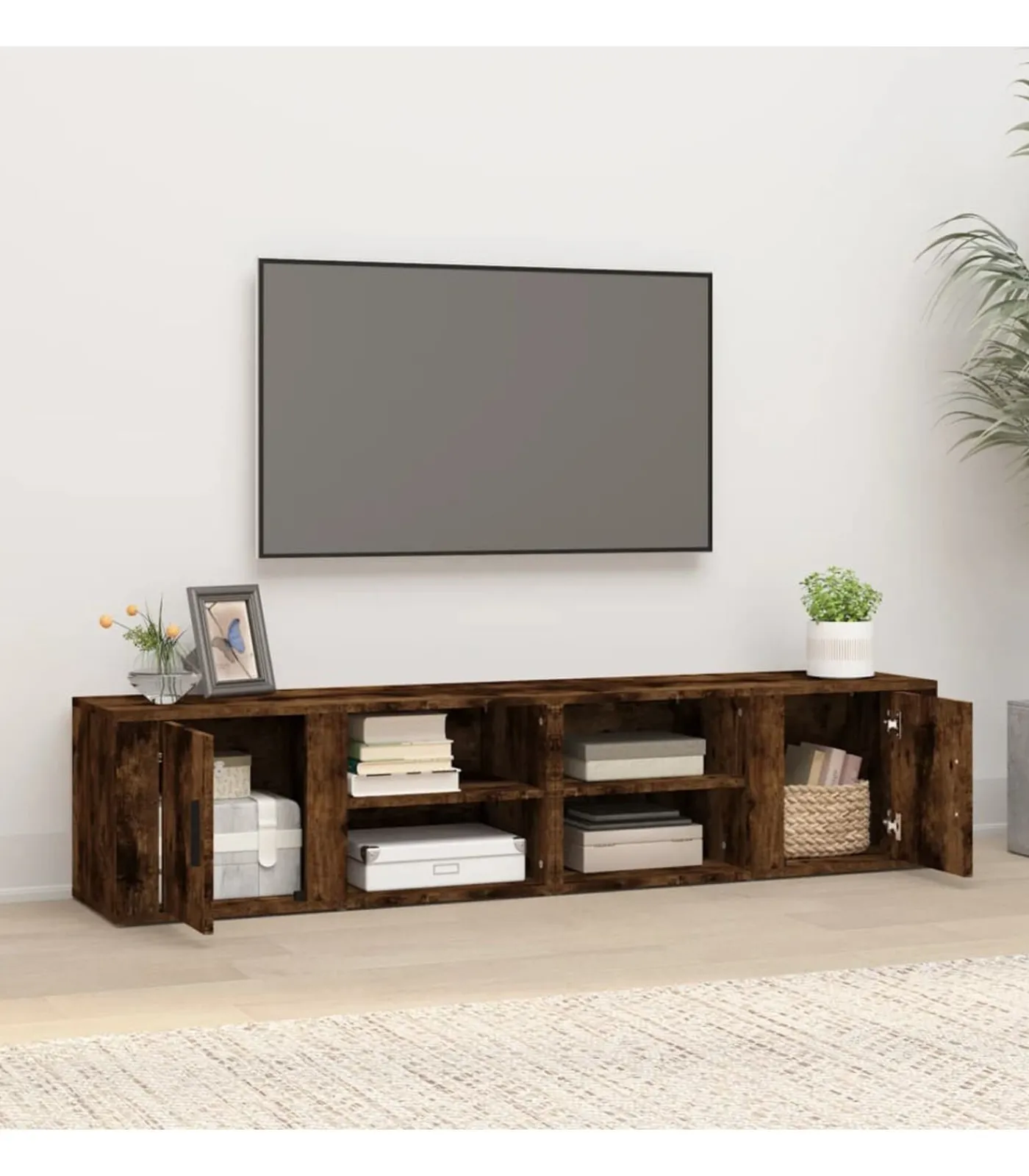 New Tv-meubels 2 st 80x31,5x36 cm bewerkt hout gerookt eikenkleurig Meubels