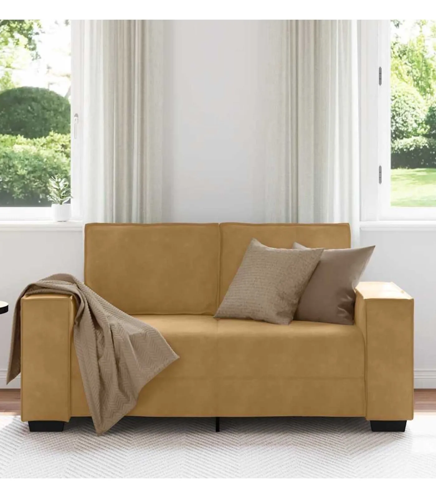 Outlet Tweezitsbank 120 cm fluweel bruin Zetels