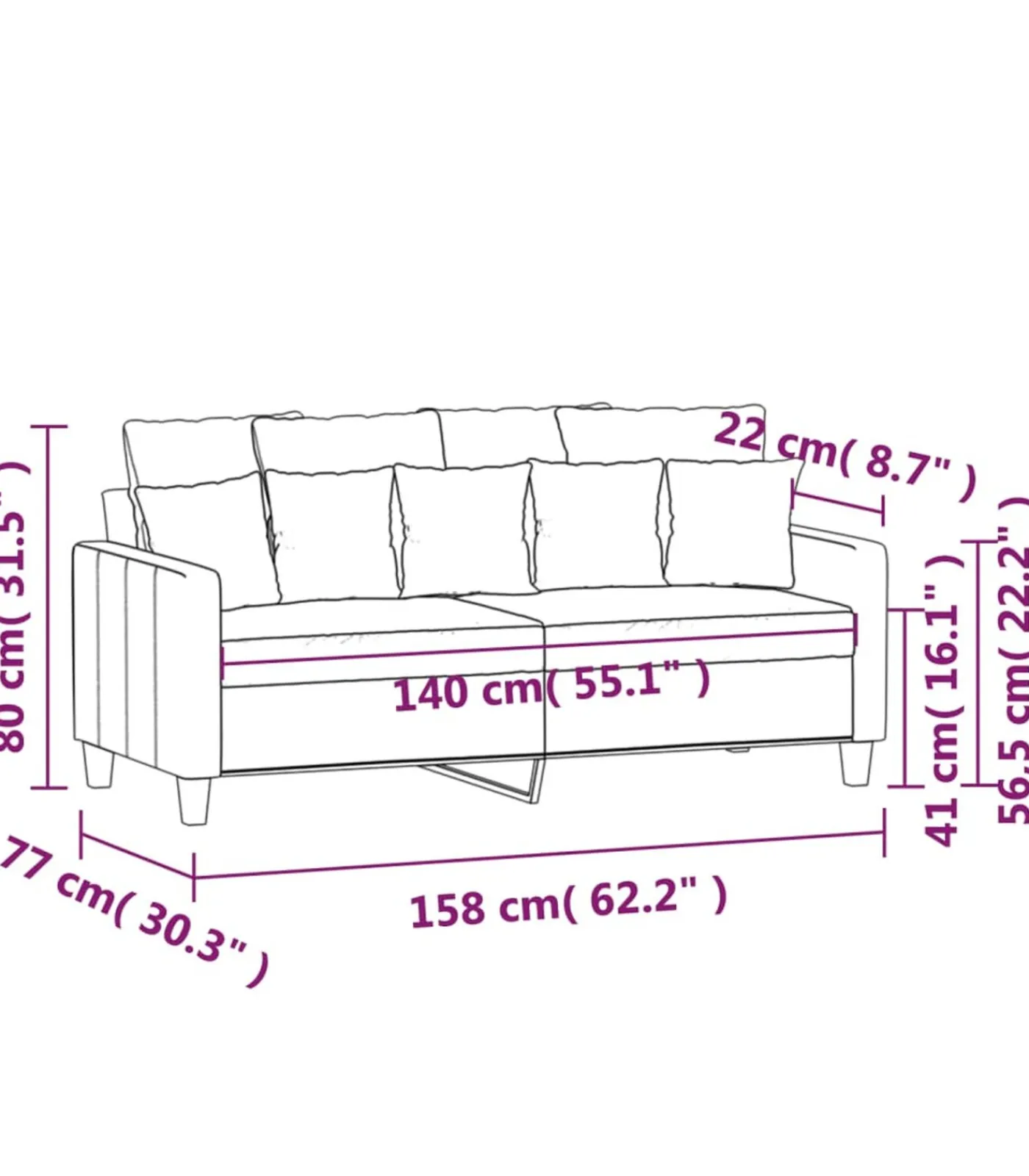 Hot Tweezitsbank 140 cm stof wijnrood Zetels