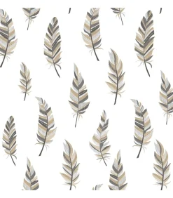 Hot Urban Friends & Coffee Behang veren wit en zilverkleurig Decoratie