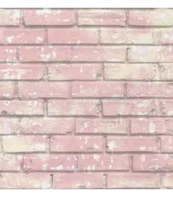 Outlet Urban Friends & Coffee Behang bakstenen roze en wit Decoratie