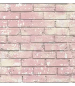 Outlet Urban Friends & Coffee Behang bakstenen roze en wit Decoratie