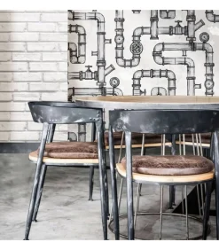 Hot Urban Friends & Coffee Behang bakstenen grijs en wit Decoratie