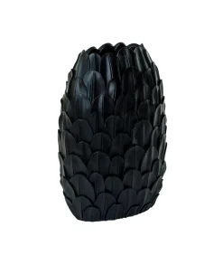 Vaas Feder - Zwart - 28.5x19x40cm Vazen