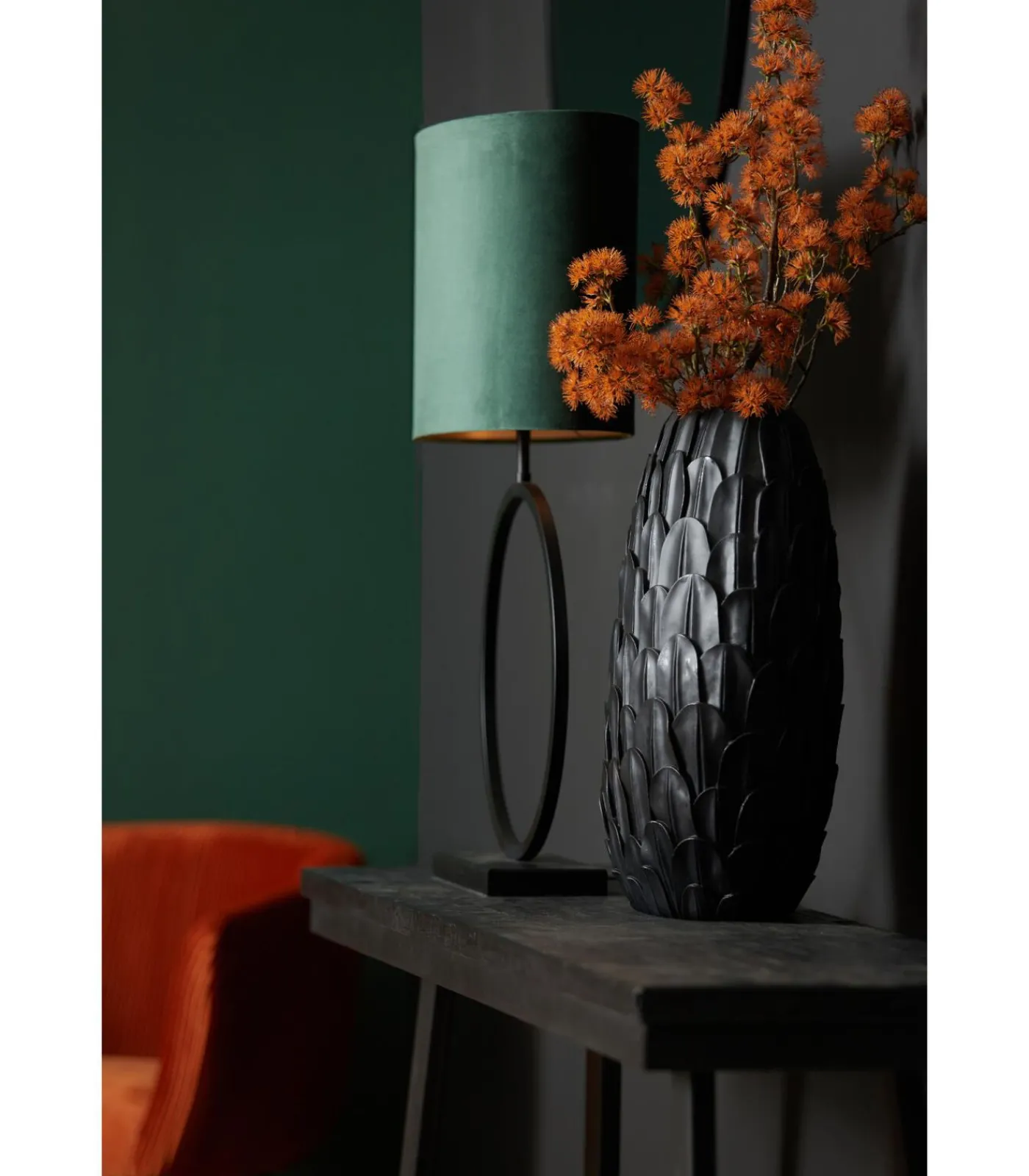 Vaas Feder - Zwart - 28.5x19x40cm Vazen