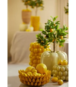 Outlet Vaas Lemon - Geel - 23.5x23.5x33cm Vazen