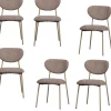 Sale Valor Eetkamerstoelen - Polyester - Zand- Set van 6 Stoelen