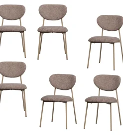 Sale Valor Eetkamerstoelen - Polyester - Zand- Set van 6 Stoelen