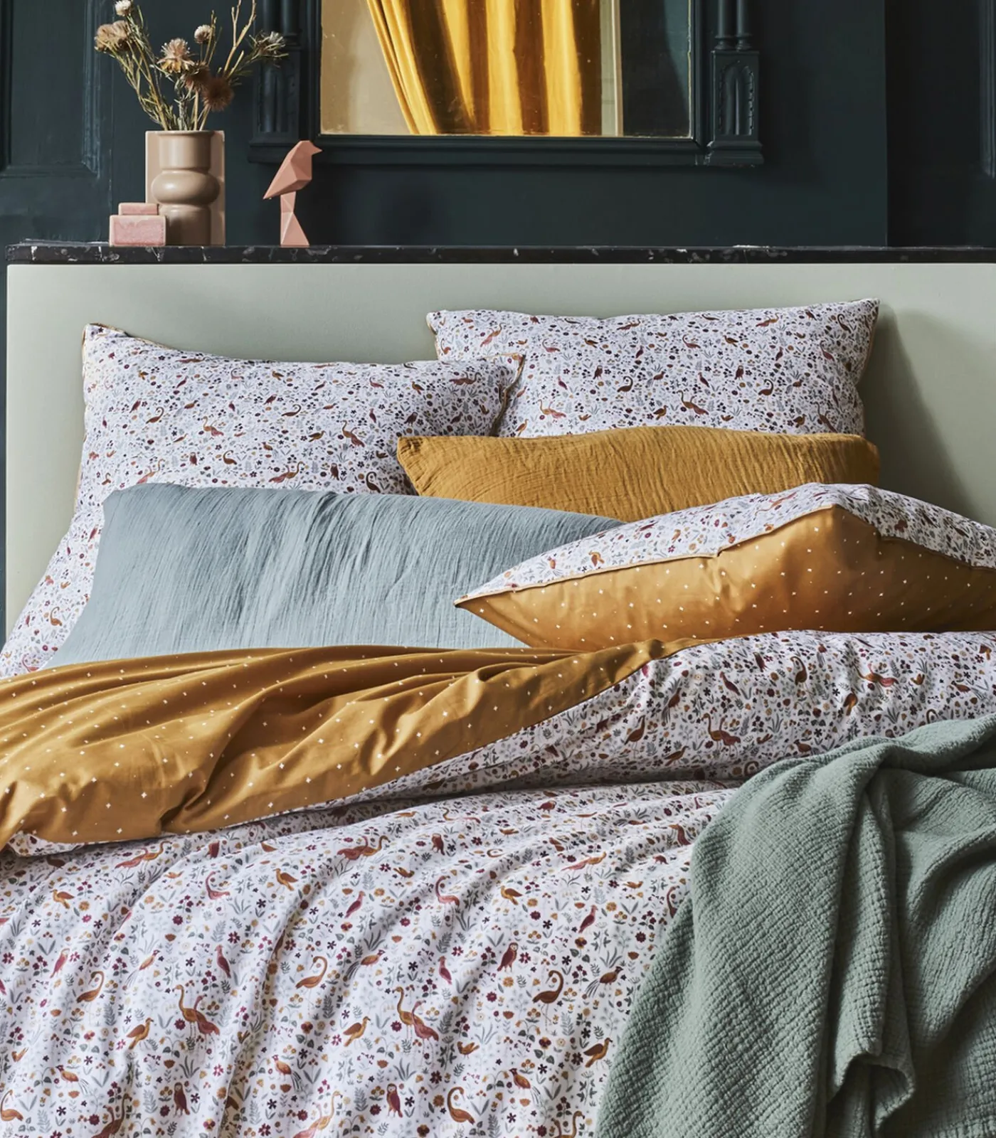 Clearance Virginia - Bedlinnenset Dekbedovertrek + vierkante katoenen kussenslopen Dekbedovertrekken