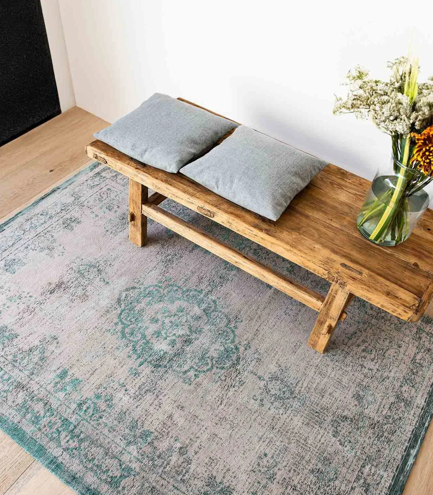 Clearance Vlak geweven woonkamer- en slaapkamerkleed STONY Oyster Tapijten