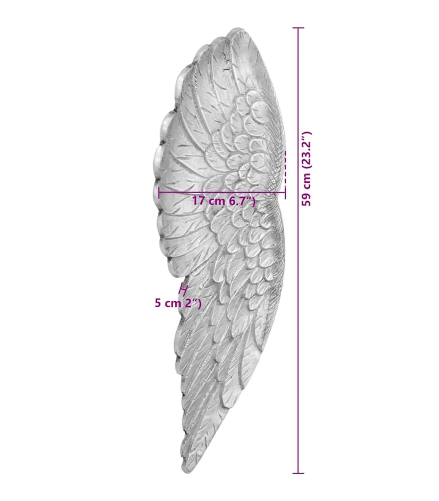 Best Vleugelen beeld Zilver 17 x 5 x 59 cm Aluminium Decoratie