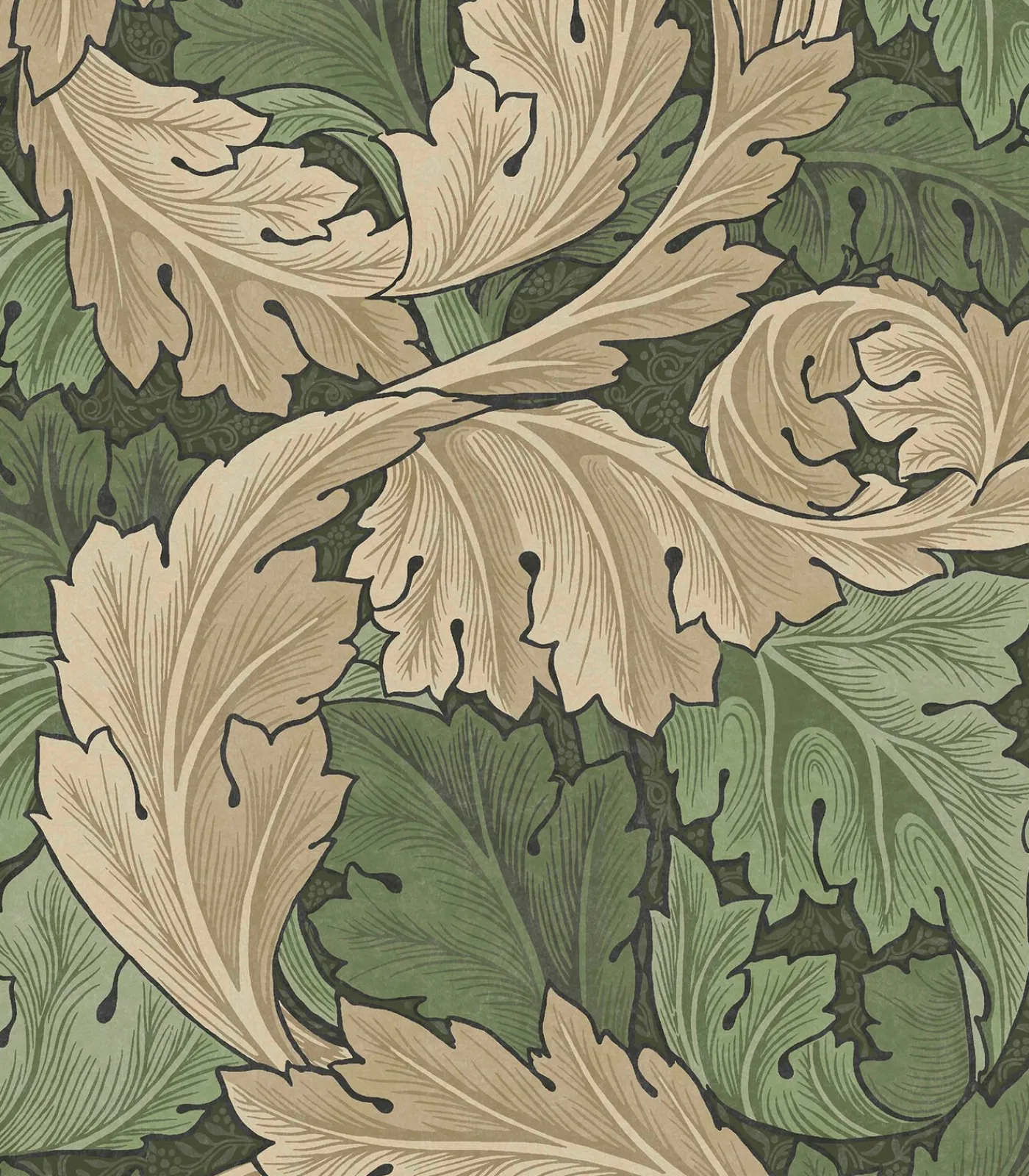New Vliesbehang Acanthus Green Wanddecoratie