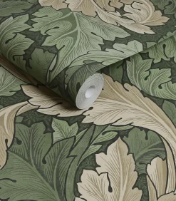 New Vliesbehang Acanthus Green Wanddecoratie