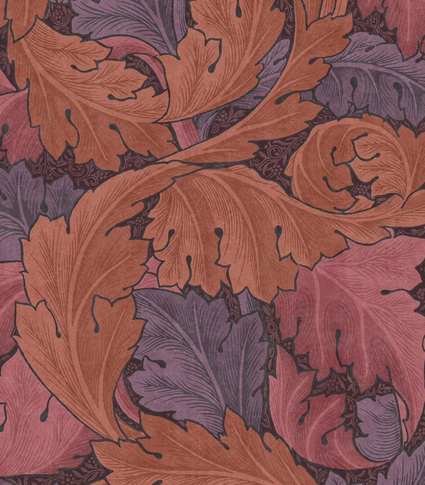 Hot Vliesbehang Acanthus Plum Wanddecoratie