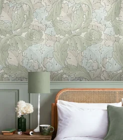 Outlet Vliesbehang Acanthus Sage & Duck Egg Wanddecoratie